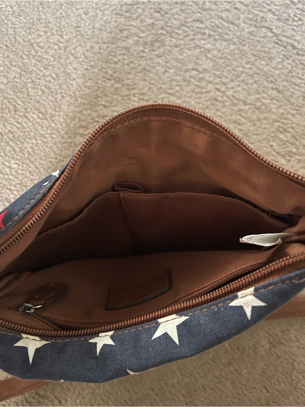 Style & Co Navy Star Crossbody Bag with Brown Trim - Picture 6 of 9